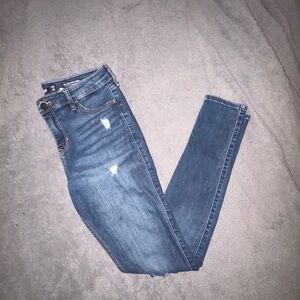 Hollister Blue Super Skinny Distressed Jeans
